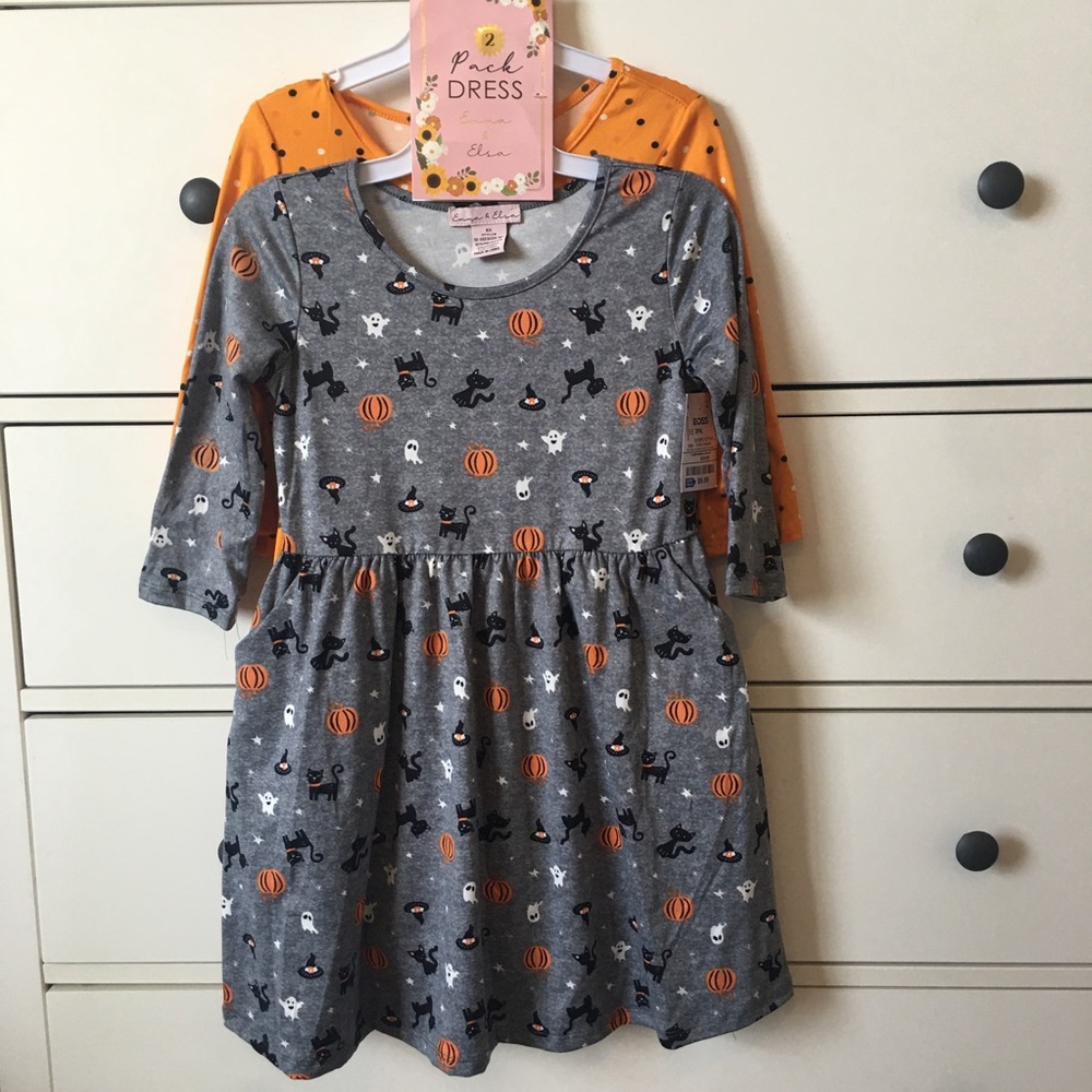 Emma&Elsa girls two piece Halloween print dress bundle pack